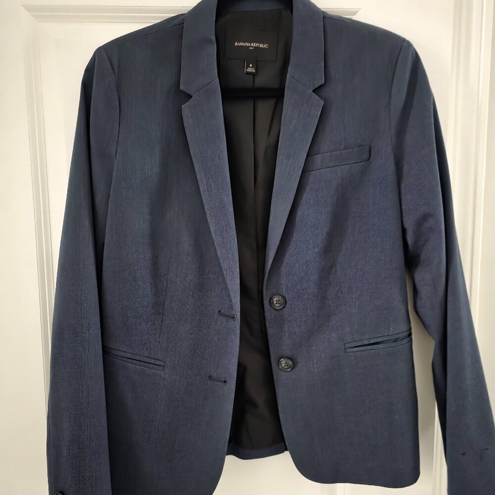 Banana Republic Classic Fit Size 8 Blazer Jacket Blue   Two-Button